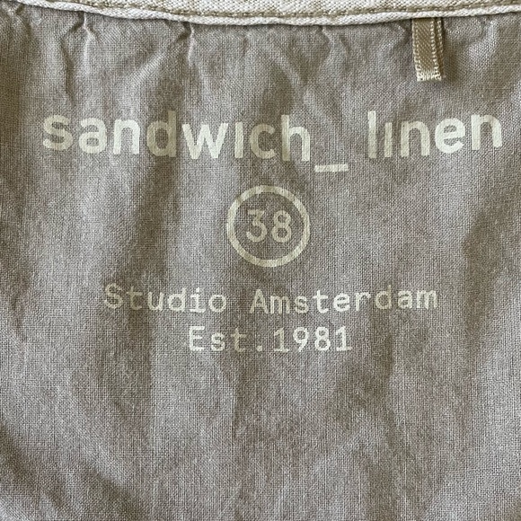 Sandwich Linen Dress EU 38 Beige Minimalist Shift Tie Waist Pockets Neutral - Picture 12 of 14